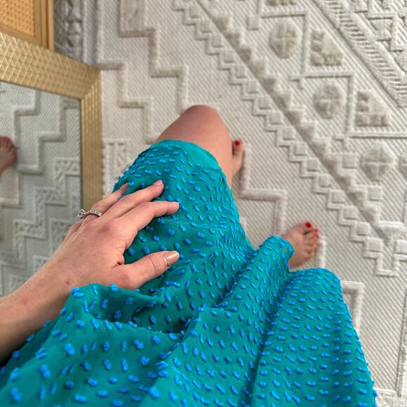 Anthropologie Sachin + Babi Flocked Speckle Silk Blend Mini Dress Teal - Picture 4 of 6